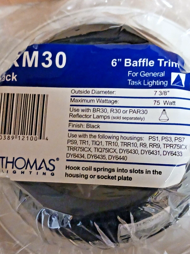 THOMAS LIGHTING TRM30 6" BLACK BAFFLE TRIM (SOLD BY THE CARTON OF 8 TRIMS) - Image 2 of 4