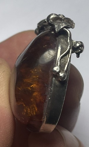 Jolie Broche Argent 830 Scandinave Sertie D’ambre Baltique Décors Cerises - Imagen 5 de 10