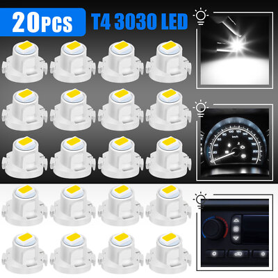 20x White T4 T4.2 Neo Wedge LED Dash Switch A/C Climate Control HVAC Light Bulbs
