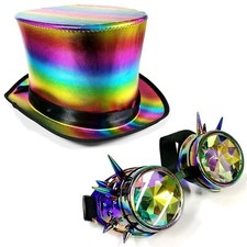 Sombrero Arco Iris y Gafas Holo Arco Iris Orgullo Mes Accesorios Desfile Ropa