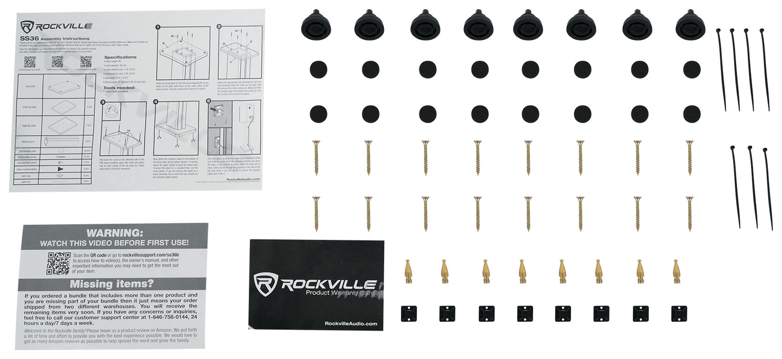 2) Rockville SS36B Premium Black Wood Grain 36" Home Speaker Stands Up to 100Lbs