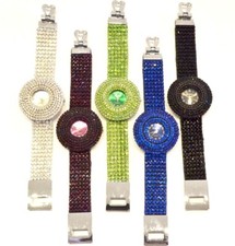 NEW GENEVA BLING GLITZ CRYSTAL GEM ON BEZEL BAND MULTI SILVER FANCY HEART WATCH