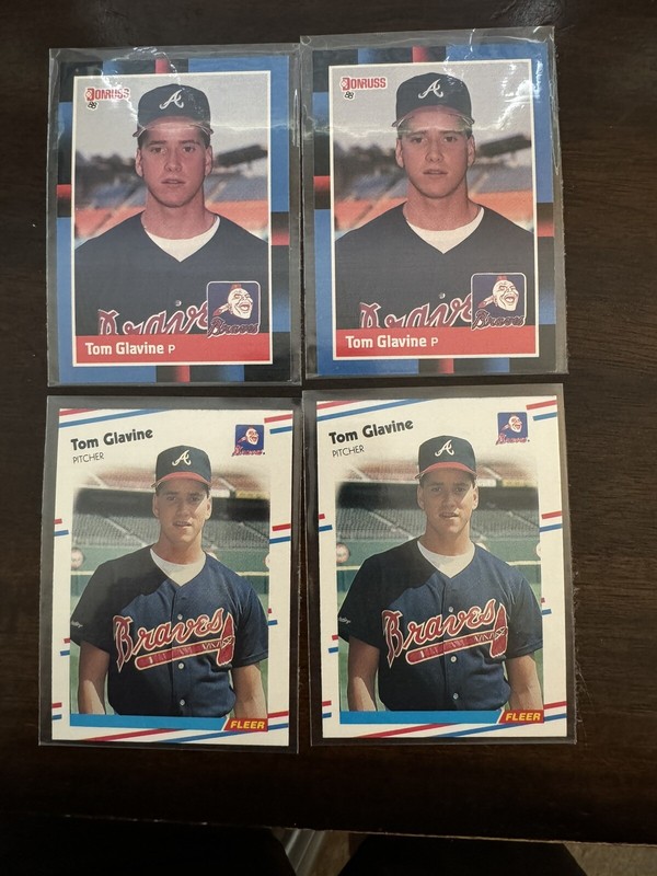 TOM GLAVINE 4 Card Lot 1988 Donruss & Fleer RC #644 & #539 RC Excellent Cond.