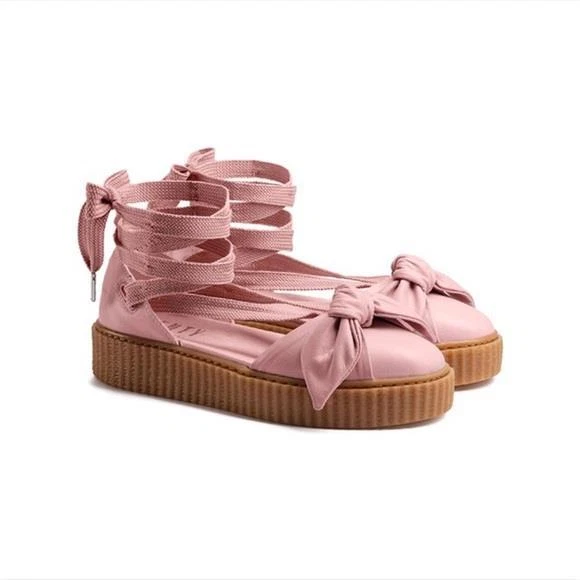 Rihanna FENTY Creeper Pink Leather Long Ankle Leg Laces NEW | eBay