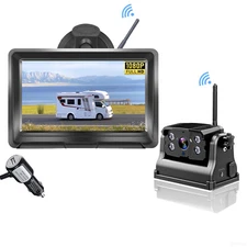 Wireless Reversing Camera Magnetic 1080P 5" DVR Monitor For Truck Trailer Hitch