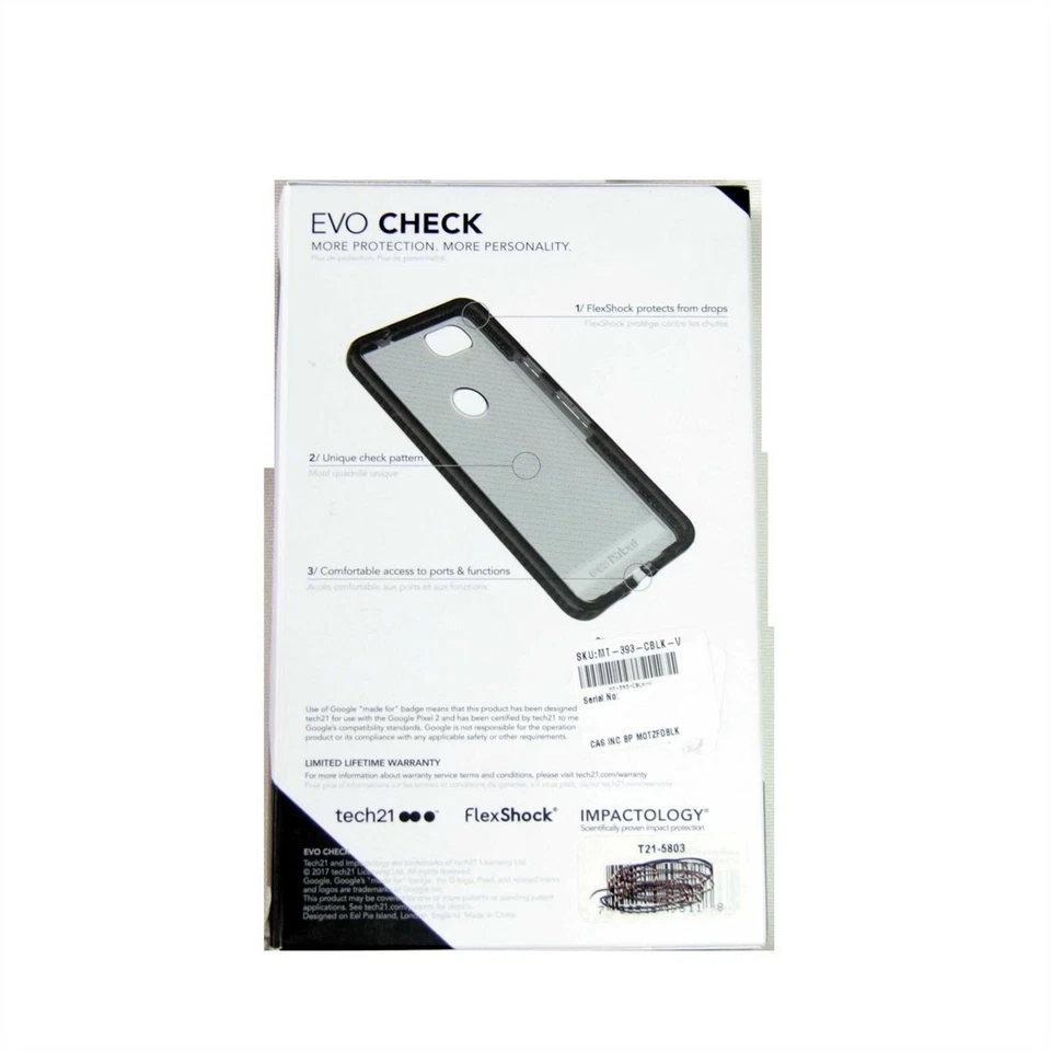 TECH21 CASE FOR GOOGLE PIXEL 2 EVO CHECK IMPACT PROTECT SMOKEY *NEW #2* T21-5803 - Image 2 of 3