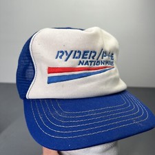 Vintage Ryder / PIE Trucker Hat Snap Mesh BLUE trucking company USA