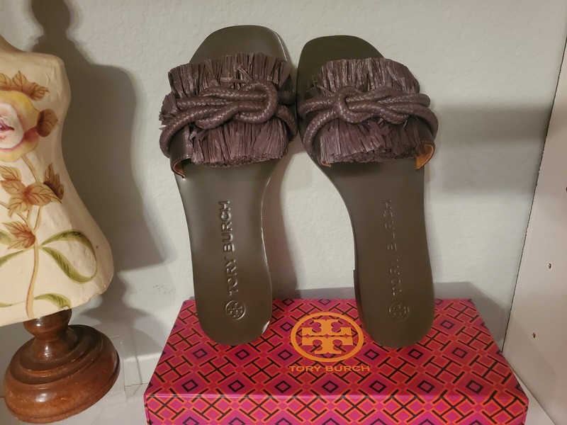 Tory Burch ROPE FLAT SLIDE Fudge Brown Size 7.5   (New in Box) $268