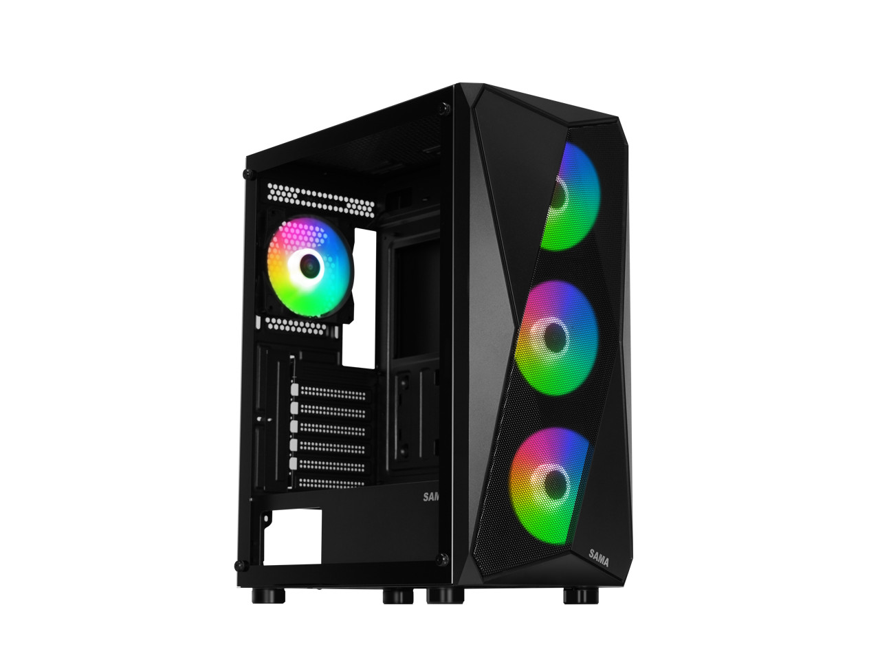 Sama 3313 Black USB30 Корпус игрового компьютера Micro ATX Tower из закаленного стекла с 4 8890₽