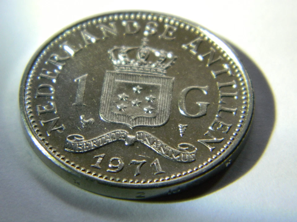 1971 1 florín (prueba) - Antillas Neerlandesas - MS++/UNC - moneda rara Foto 3 de 4