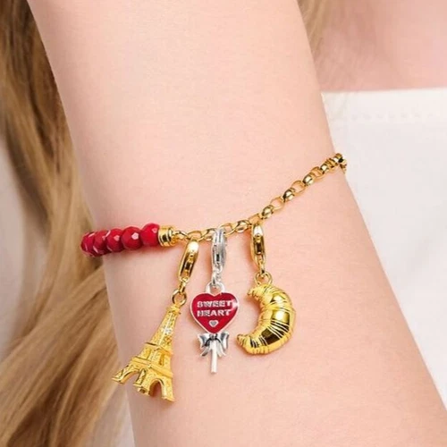 THOMAS SABO Charm Armband Imitierte Koralle Silber vergoldet A2130-427-10 19 cm - Bild 3 von 4