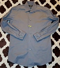 APT 9 Men's Dress Shirt Blue Button Down Slim Fit Long Sleeve Size 15 32/33