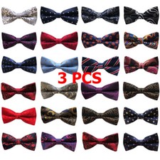 3 PCS Men's Polka Dots Flowers Paisley Jacquard Bowtie Pre-tied Bow Tie HZ376