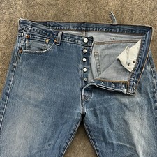 Levis 501 Jeans Mens 40x30 Blue Medium Wash Straight Leg Fit Button Fly Modern