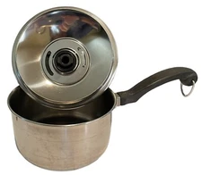 1 QT  Farberware Saucepan Pot Aluminum Clad Stainless Steel with T-FAL Vent Lid