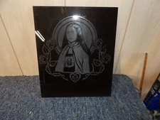 Vintage Sand Etched Glass St Therese Religious Catholic Glass Item Altoona Pa