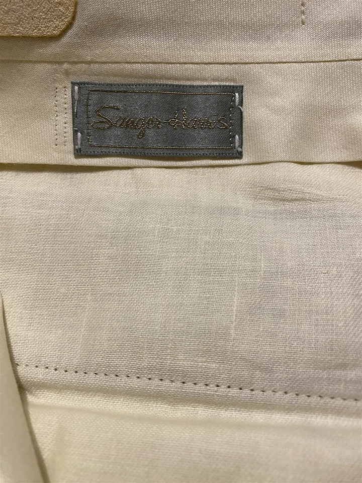NWT VTG Sanger Harris 36 x 34 USA Made Brown Cinch Waist Dacron & Wool Trousers - Image 2 of 4