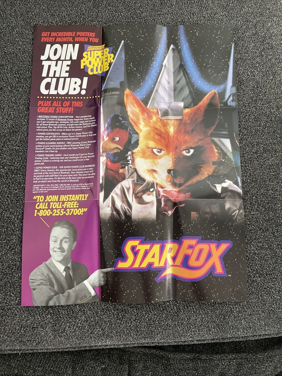 Star Fox ~ Super Nintendo ~ Foldable Promo Poster Insert ONLY