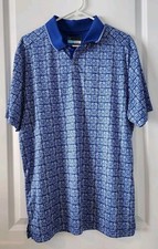 PGA Tour Pro Series Polo Shirt Short Sleeve Geo Pattern Men's XL Blue
