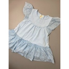 Matilda Jane girls 4 light blue short sleeve eyelet lace tunic top blouse