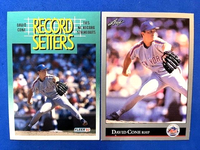 David Cone 1992 Fleer Record Setters & 1992 Leaf Baseball - Mets