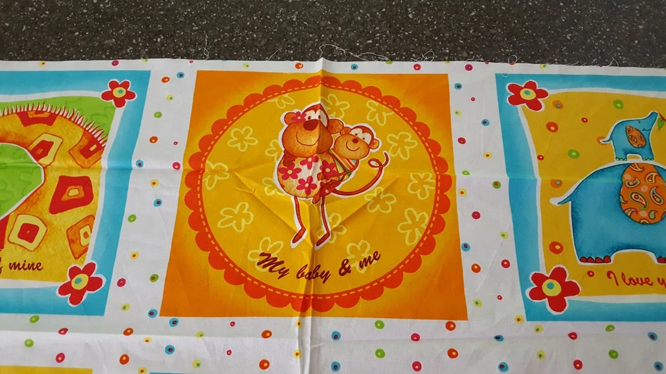 Safari Sweet Heart 23x42 Panel Diane Eichler Red Rooster Giraffe Monkey Elephant - Image 3 of 4