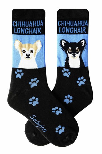 Chihuahua Crew Socks Unisex Longhair - 第 1/1 張圖片