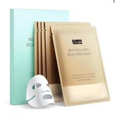 5PCS Facial sheet masks with collagen for brightening and moisturizing, black