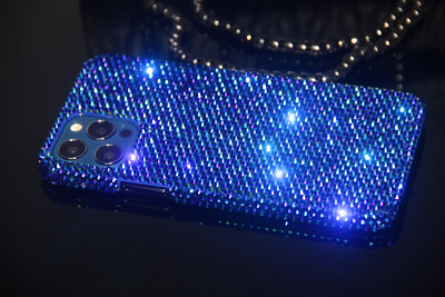 Bling Blue Diamond Case Cover For iPhone 14 13 12 Pro Max With SWAROVSKI ELEMENT