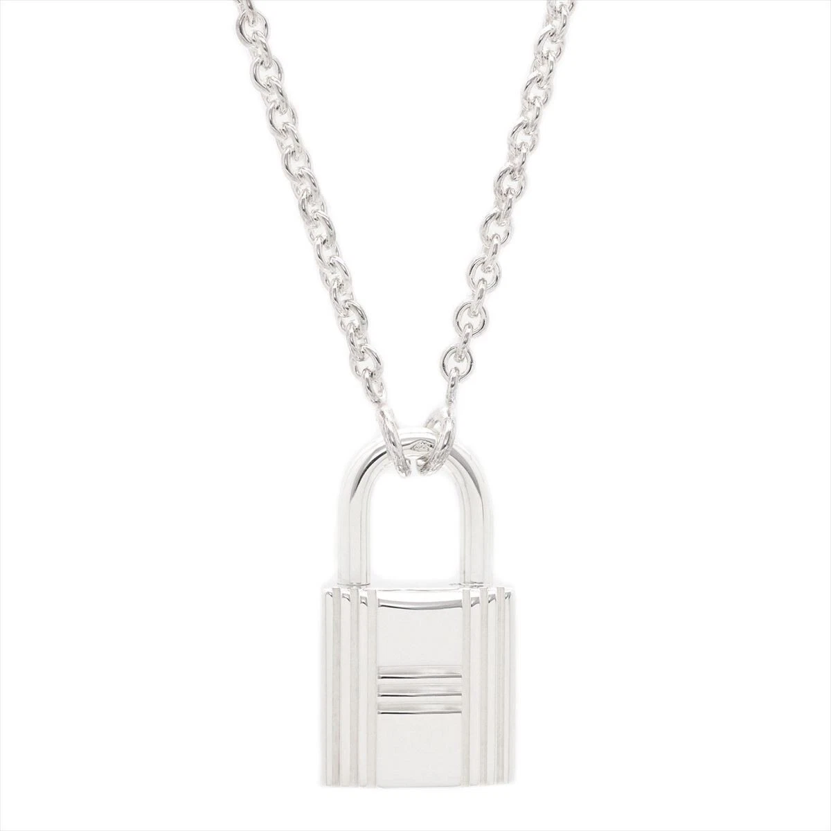 HERMÈS Collana con ciondolo lucchetto HERMES AG925 argento 16 54 pollici usata come nuova