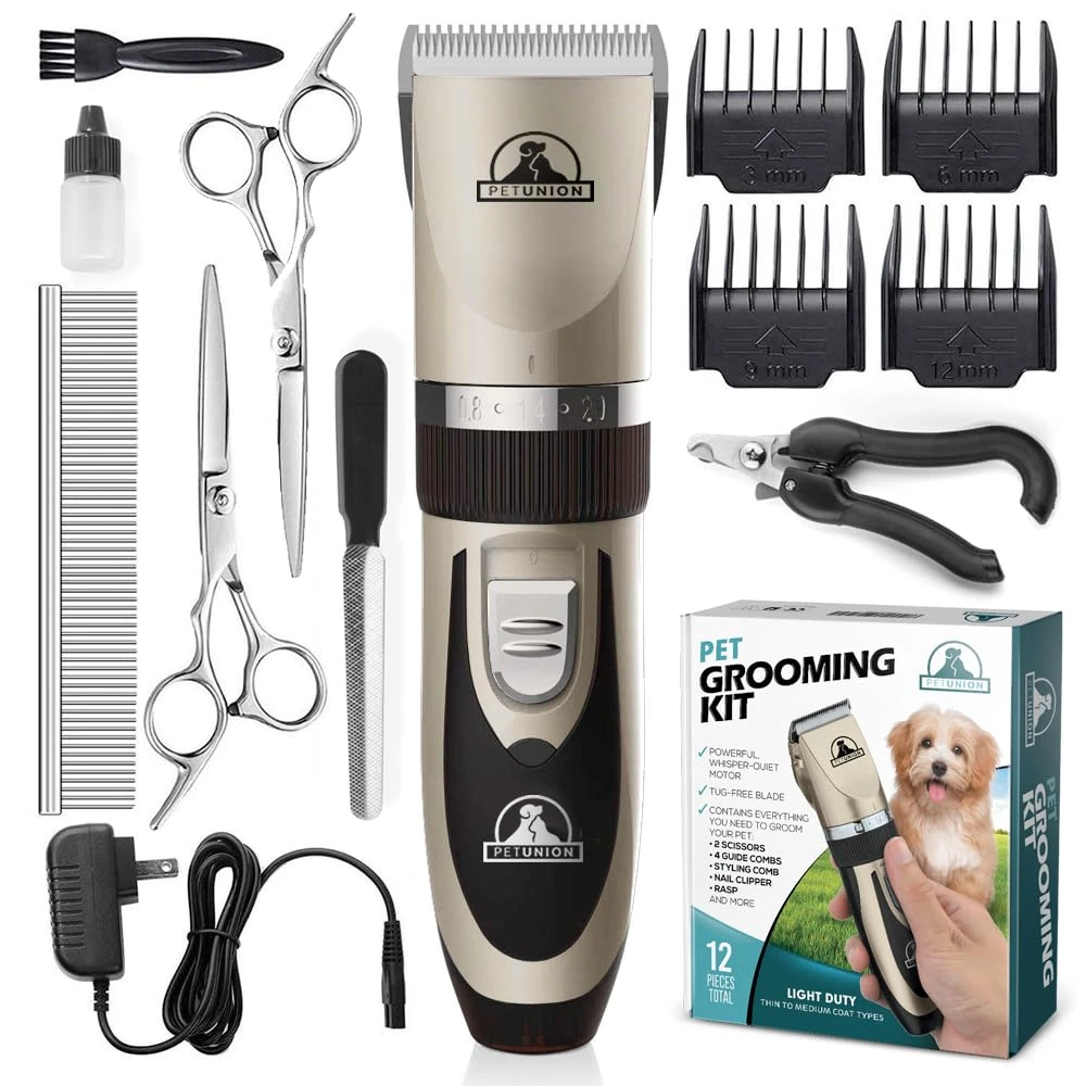 Professional Dog Grooming Kit - Rechargeable, Cordless Pet Grooming Clippers & C