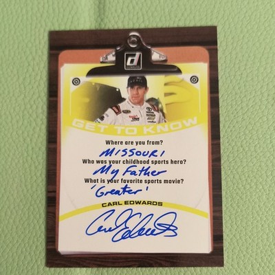 Carl Edwards 2026 Donruss ''Get To Know'' #GTK-CED On card Auto+