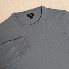 J. Crew Mens M Medium blue solid Crew Neck 100 Cashmere Pullover Sweater