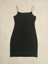 NEW Classic Black Spaghetti-Strap Slip Dress Size S Minimalist Casual Summer
