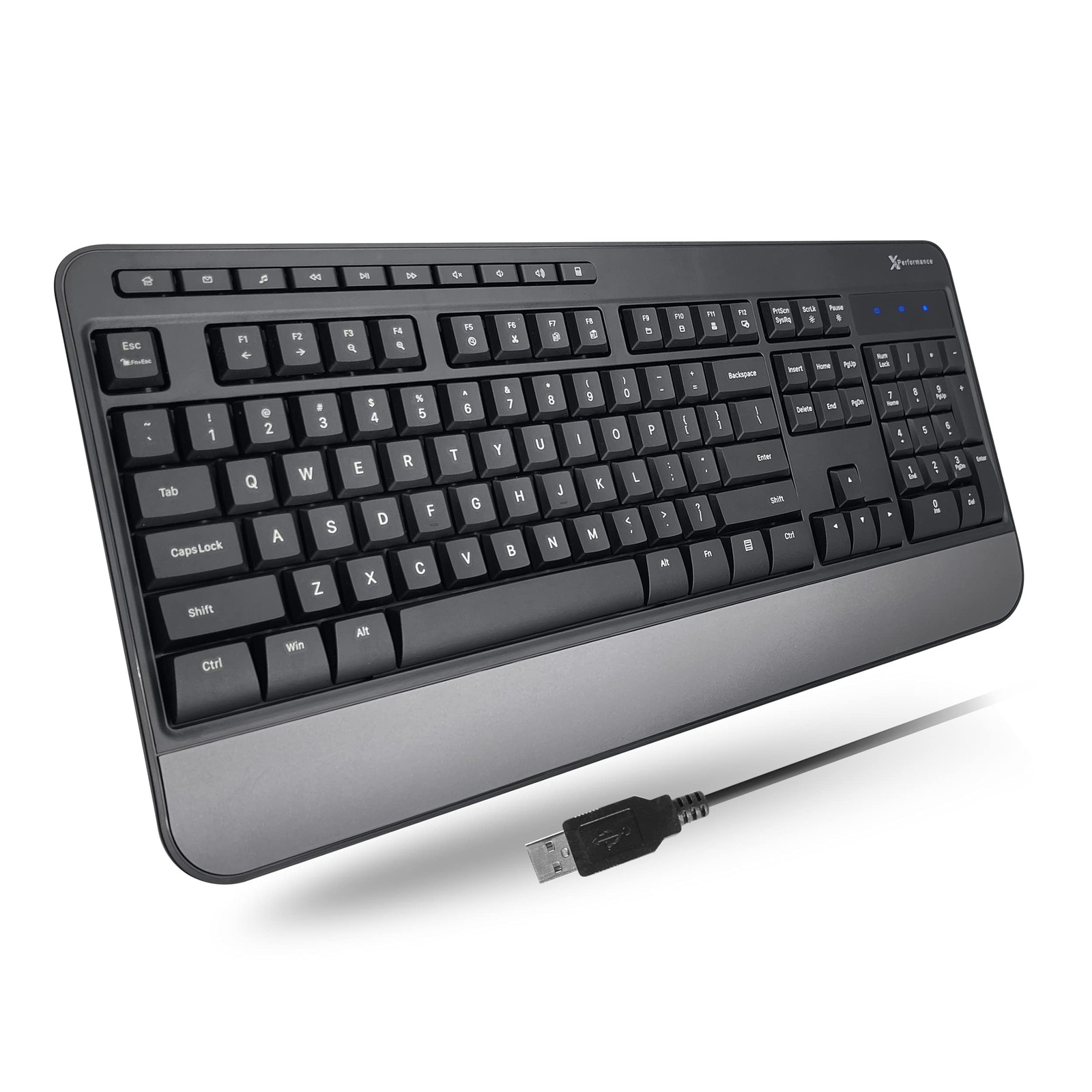 X9 Wired Keyboard - Comfortable Typing - Ergonomic Full Size USB Keyboard wit...