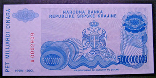 1168) Serbien Kroatien ★★★ 5000000000 Dinara 1993 ★★★