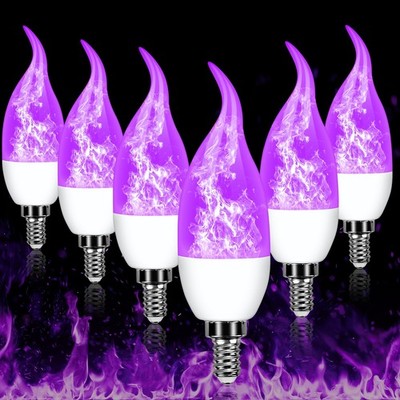 E12 LED Flickering Candelabra Flame Effect Light Bulbs - 3 Modes Flicker Chan...