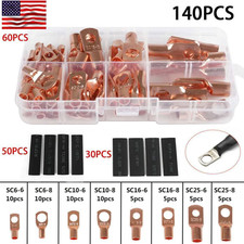 140x Heavy Duty Wire Lugs Battery Cable Tinned Copper Eyelets SC Ring Terminals