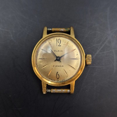 Slava Damen Uhr   Vintage, 17 Jewels, Goldfarben (ohne Armband)