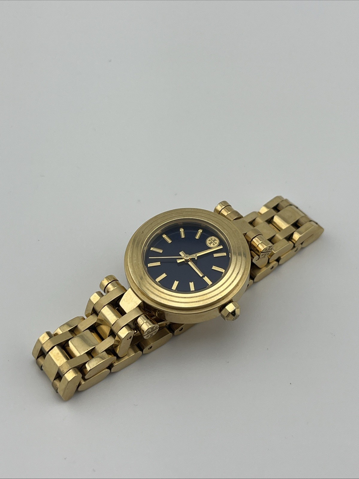 Tory Burch Classic Small Navy Blue Dial & Gold Tone Watch TBW9010 *Working* thumbnail 2