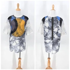 MARNI Abstract Print Cotton Top Womens US 8 Short Sleeve Tunic Voile  IT 44