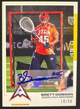 2025 PREMIER LACROSSE LEAGUE PLL BRETT DOBSON YELLOW AUTO #59 #18/50 ARCHERS!