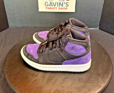 Air Jordan 1 Mid GS Youth Size 3.5Y Black Purple Basketball Shoes AV7941-005