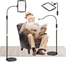 Lupa de Piso con Luz y Soporte 48 LED Flexible Lámpara Manos Libres 2 Pulgadas