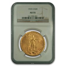 1925-S $20 St Gaudens Gold Double Eagle AU-55 NGC