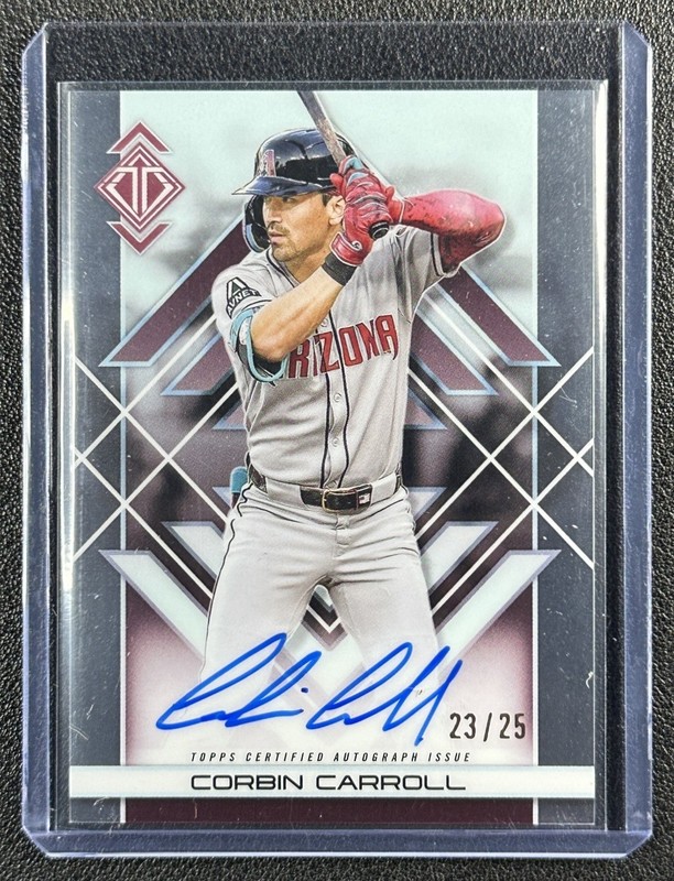CORBIN CARROLL 2025 TOPPS TRANSCENDENT COLL #TAIC-CC ICONS CHROME AUTO 23/25