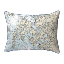 Betsy Drake Easton, MD Nautical Map Large Corded Indoor Outdoor Pillow 16x20