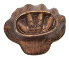 Vintage 70s Maui Hawaii Green Brown Shell Shaped Ashtray Treasure Craft Pottery — photo 3