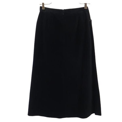 BURBERRY Sanyo Shokai Corduroy Long skirt 36 Black series Back zip Women - Picture 2 of 9