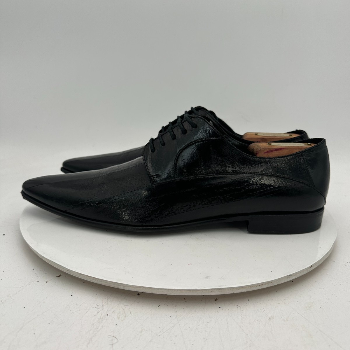 Dolce Gabbana Men Size 7 Black Leather Pointed Toe Lace Up Derby